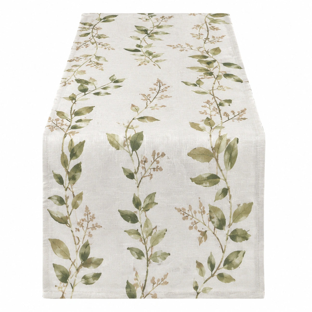 Runner da tavola 40 x 140 cm in tessuto beige con motivo botanico
