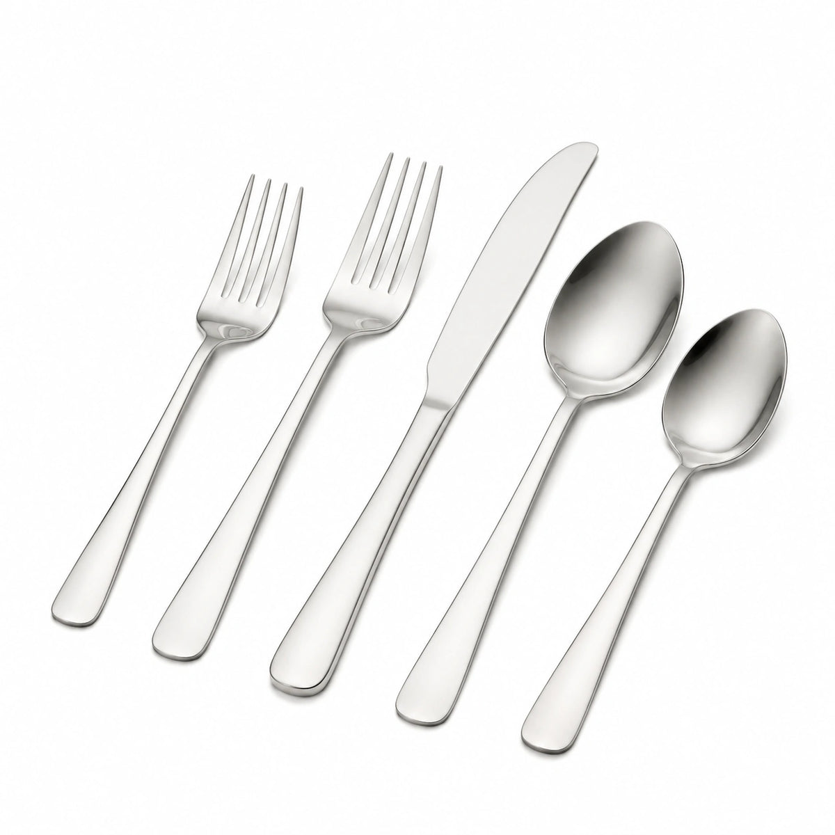 Set posate 5 pezzi 15.5-22 cm in acciaio inox argento lucido per tavola